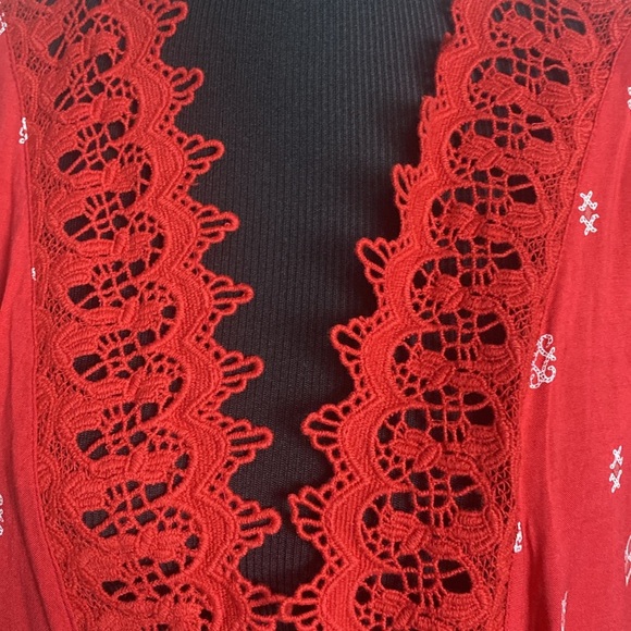 Eyeshadow Red Bandana Print Kimono Cardigan Cover Up sz L/XL NWOT - Picture 2 of 9